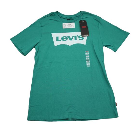 Levis Shirt Mens XS Green Short Sleeve Round Neck Pull Over Knit Cotton Tee - Picture 1 of 16